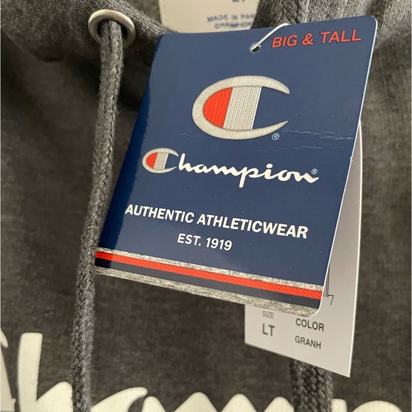 NEW men’s big and tall champion hoodie gray sweatshirt Size LT - Picture 4 of 4